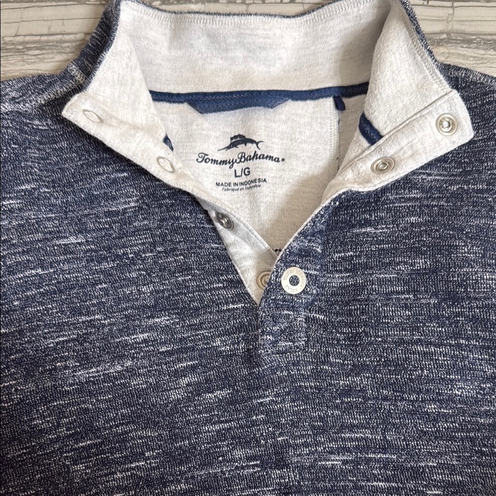 Tommy Bahama Blue and White V-Neck Sweater